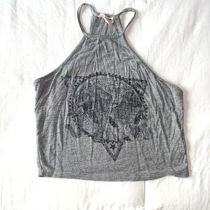 Sz XS Grey LA Hearts Crop Tank Top
